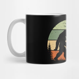 Vintage Bigfoot Walking a Moose Retro Sunset Outdoor Mug